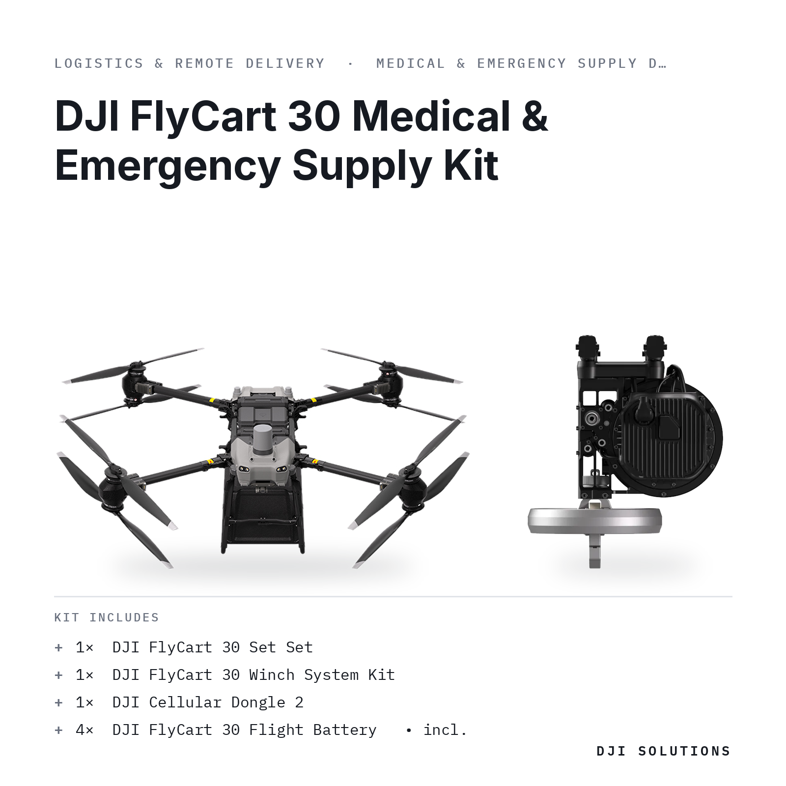 DJI FlyCart 30 Medical & Emergency Supply Kit — kit contents graphic